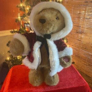Festive Singing Brown Teddy Bear with Red and White Santa Outfit